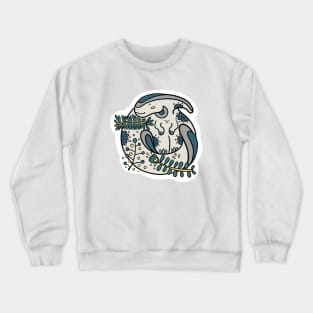 Cute Parasaurolophus Floral Dino Crewneck Sweatshirt